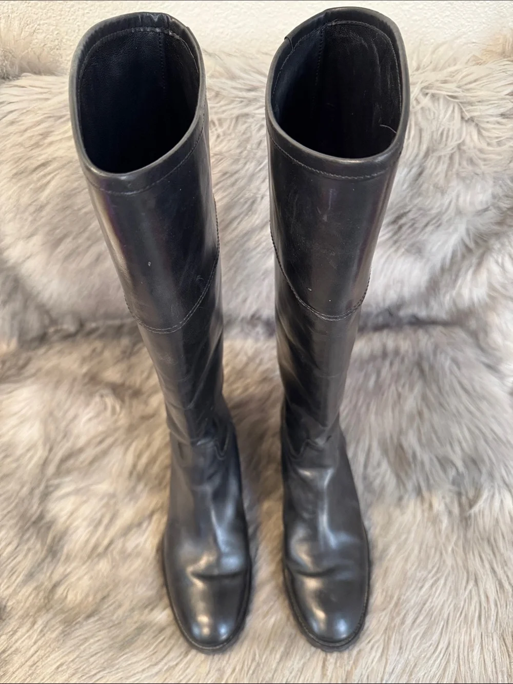 Tory Burch Black Tall Leather Logo Riding Boots Size 9